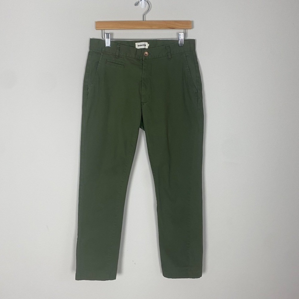 Taylor Stitch Slim Chino Pants Mens 32 Olive Green Organic Cotton Stretch